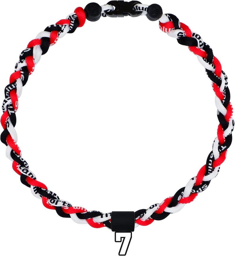 SUPBOMM Baseball Rope Necklaces, League Team Colors Braided Necklace with Number Pendant, Baseball Team Gifts - Image 1